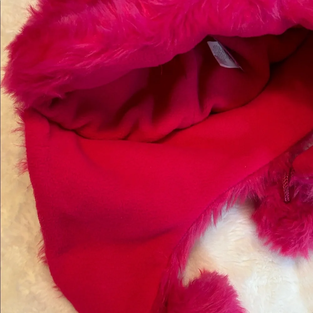 Girls Pink Faux Fur Hat Ears Pom Poms Toby Fleece